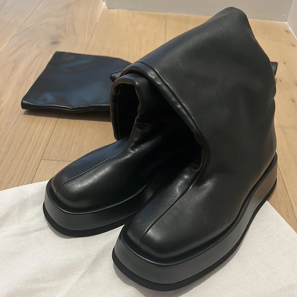 Gia Borghini x RHW | Black Above The Knee Flat Boots - Size IT 38.5